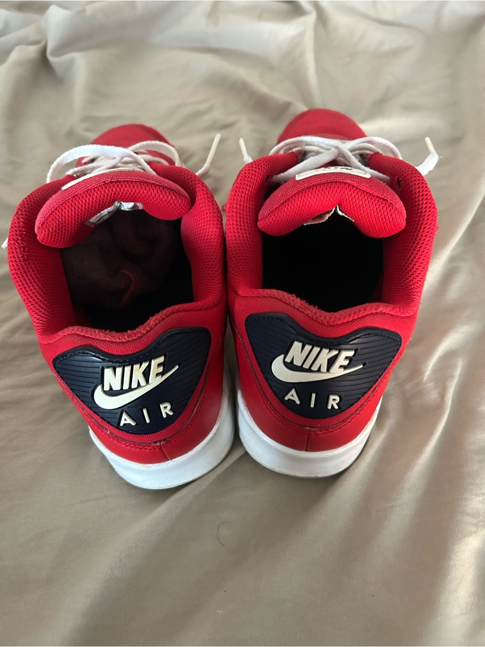 Nike Red Low-Top Air Max Sneakers with White Laces - Picture 2 of 6